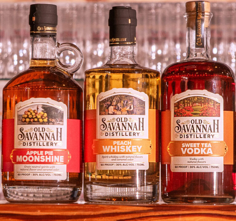 Old Savannah Distillery Apple Pie Moonshine, Peach Whiskey and Sweet Tea Vodka