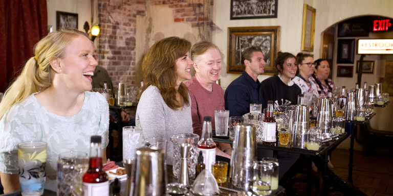 Group of guests at American Prohibition Museum cocktail class