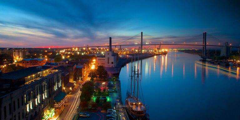 Savannah River Street at night